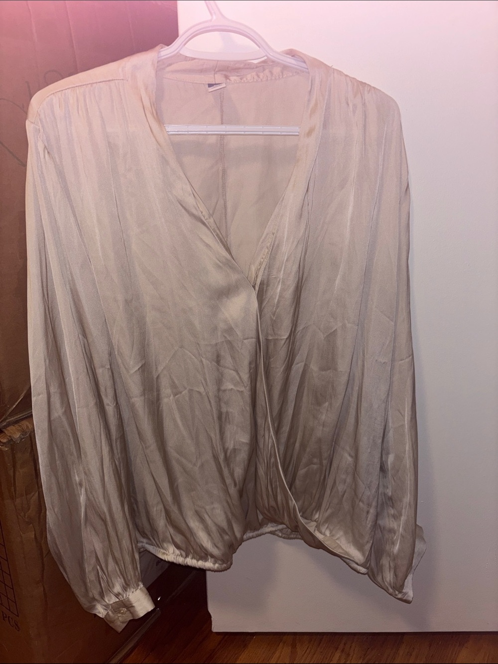 Light Cream Wrap-Style Women's Blouse